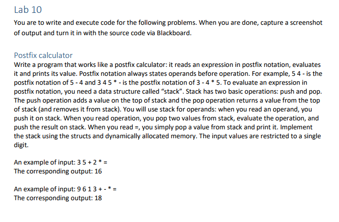 PLEASE WRITE IN C Lab 10 You are to write and