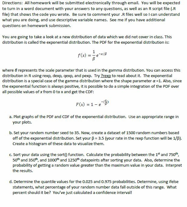 Directions: All homework will be submitted electronically through email. You will