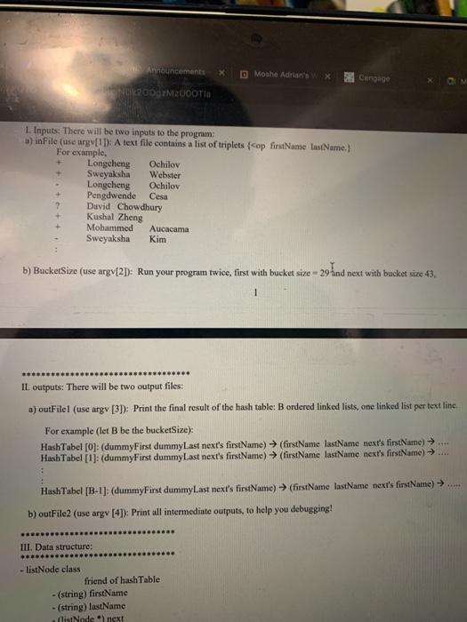 hash table (an ID array of ordered linked list) of B buckets,