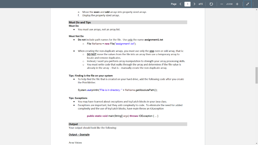 Page of 5 ZOOM Move the even and odd arrays into properly