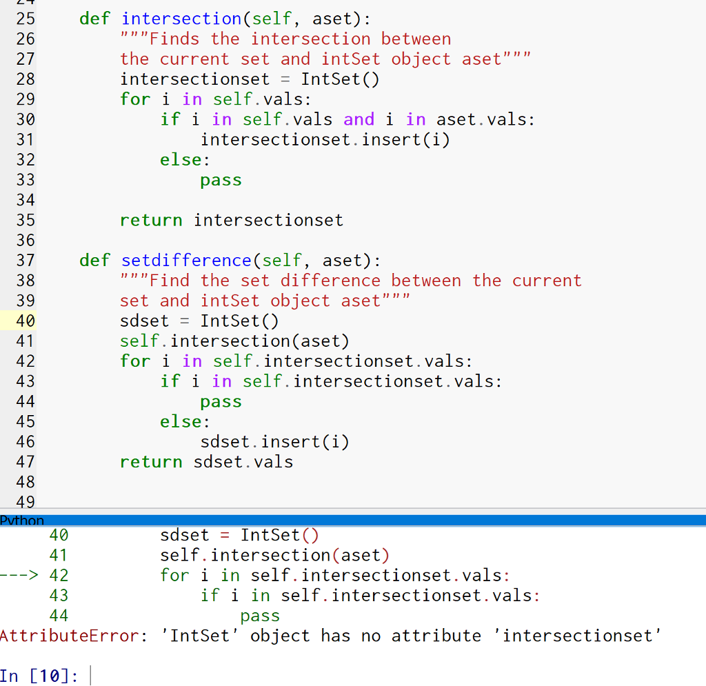 I need help designing a set difference method for sets A and