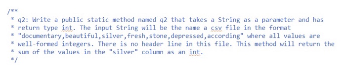  k ak q2: Write a public static method named q2 that