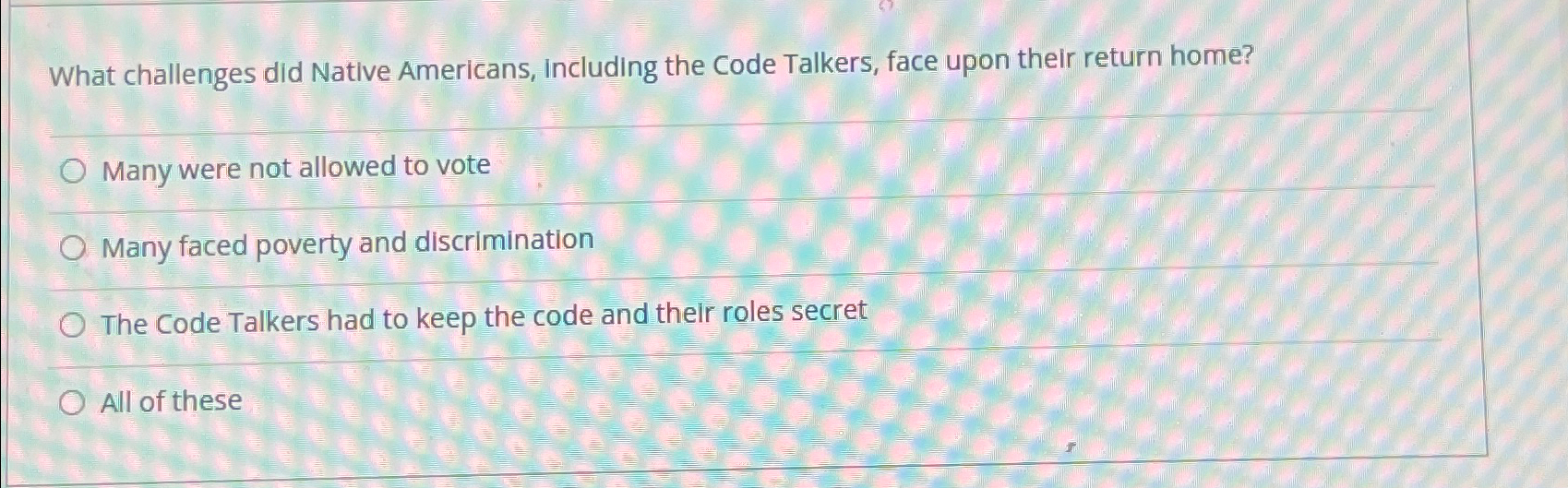  What challenges did Native Americans, Including the Code Talkers, face upon