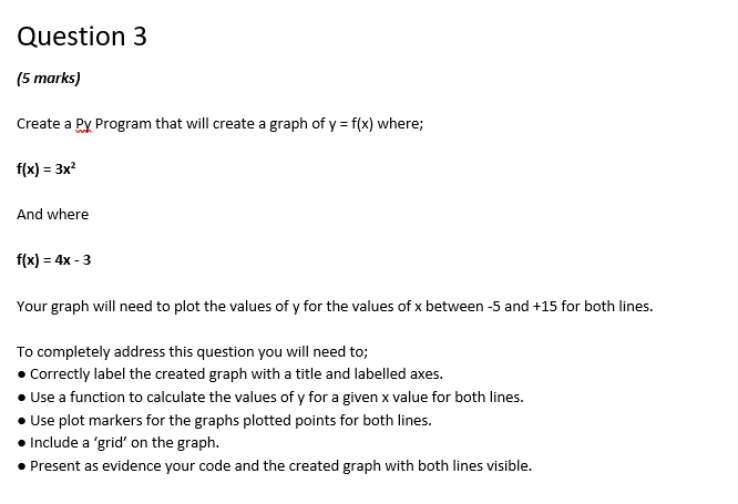  Create a Py Program that will create a graph of y=f(x)
