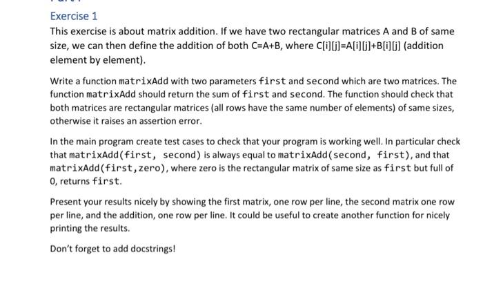  using python code, please help Exercise 1 This exercise is about