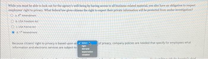 please answer all While you must be able to look out for