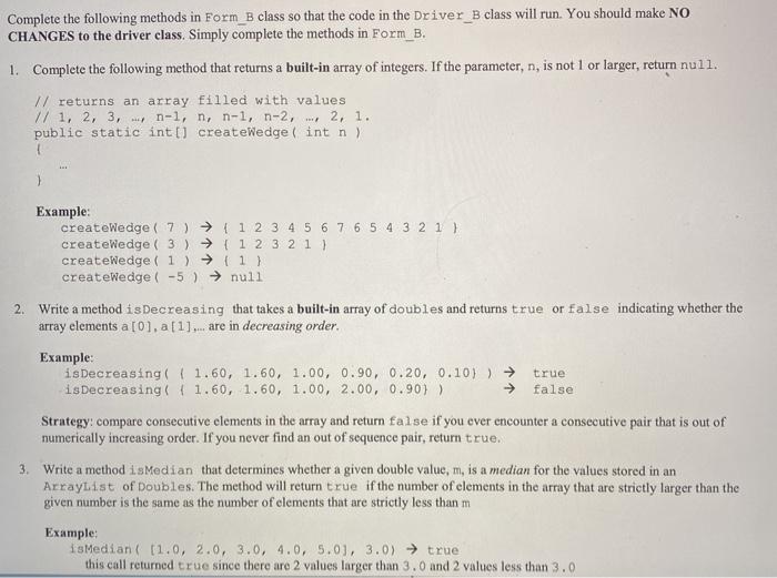 W add indecreasing method here V/ add isMedian method here w add
