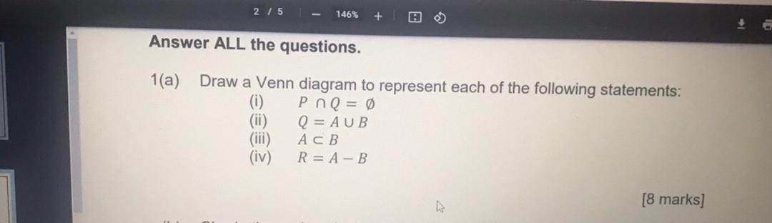  2 / 5 - 146% + Answer ALL the questions. 1(a)
