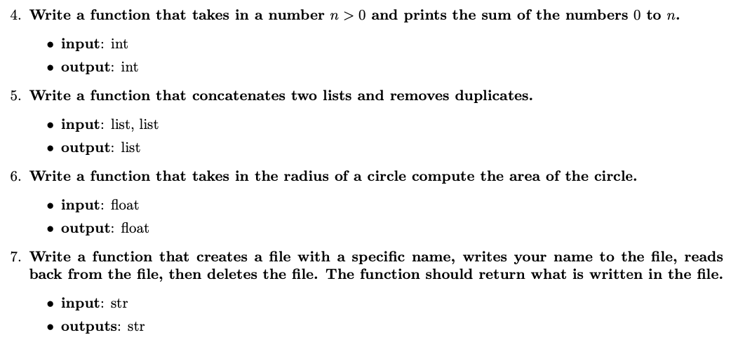  4. Write a function that takes in a number n >0