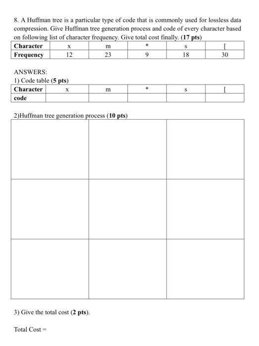  8. A Huffman tree is a particular type of code that