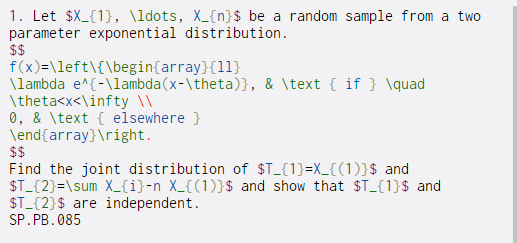 1. Let $X_{1}, \ldots, X_{n}$ be a random sample from a