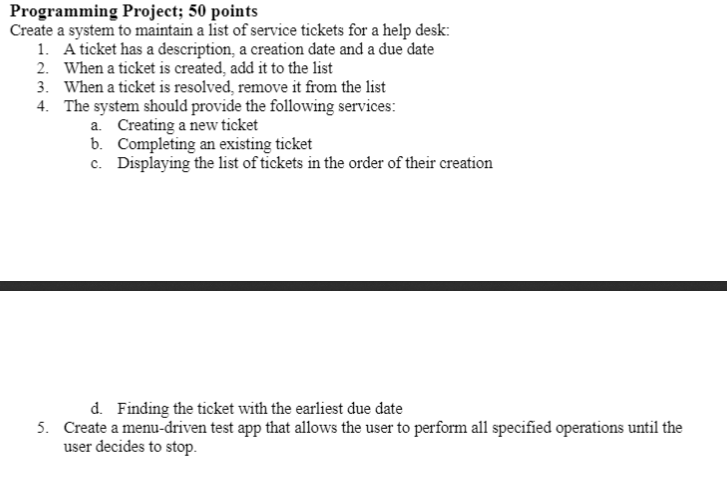  This is in Java Programming Project; 50 points Create a system
