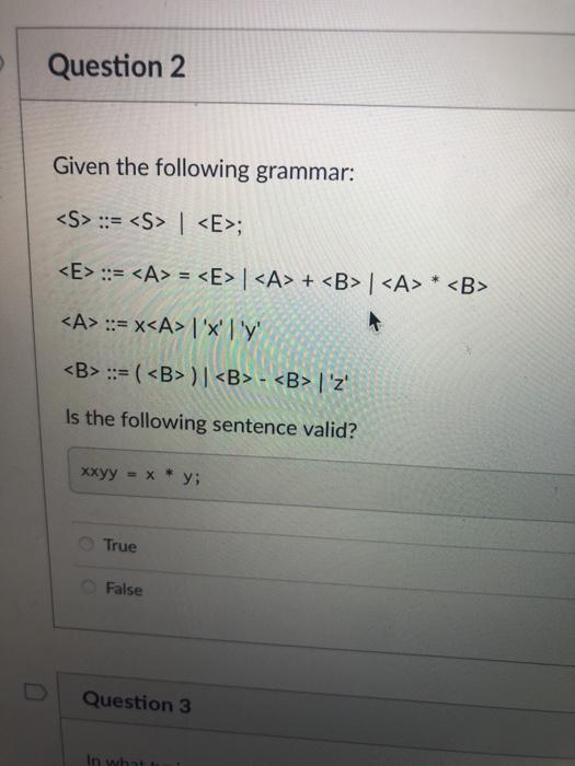 grammar: := | ; ::= = | + | * == x