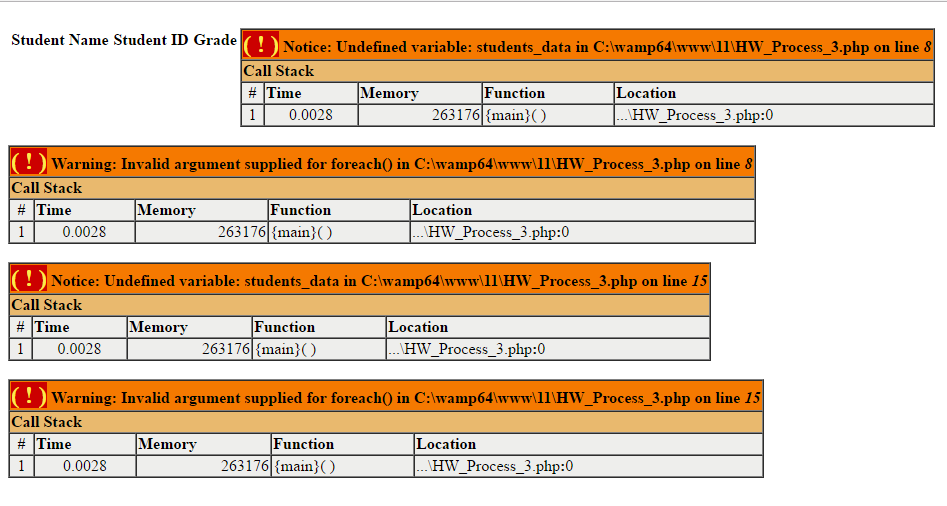 Can someone help me with these warnings? Code Below. //HW_Form_3.php Michael McCann