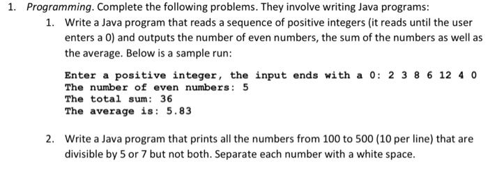  Make java programming 1. Programming. Complete the following problems. They involve