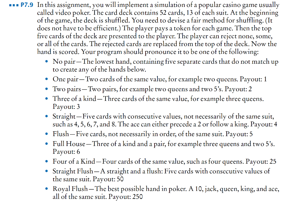 Create 4 classes ( Game, Deck, Player, Card) and the tester class