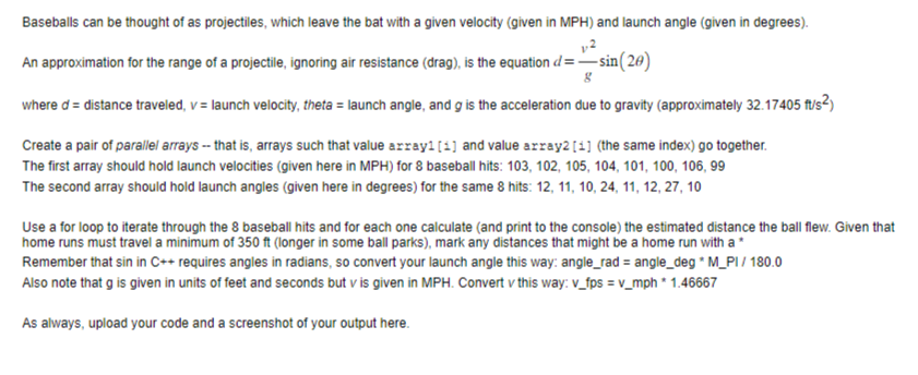  This question needs to be done with c++. Thanks. Baseballs can
