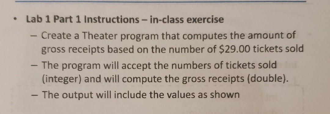  Lab 1 Part 1 Instructions -in-class exercise - Create a Theater