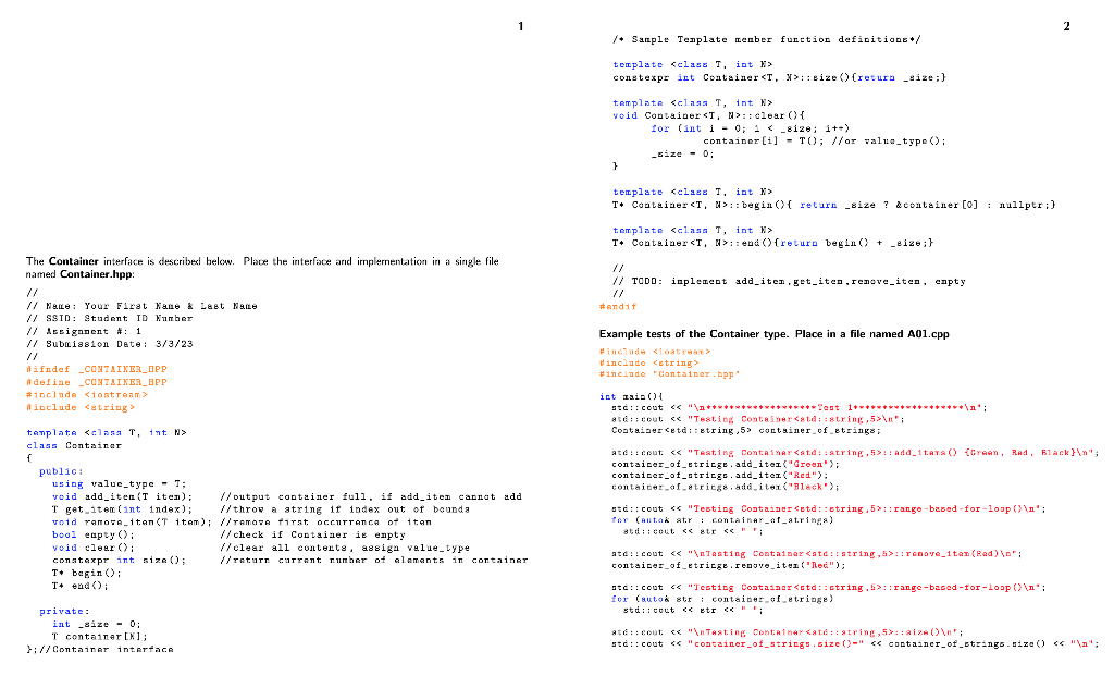 Implement an interface provided in this handout for a simple Abstract Data