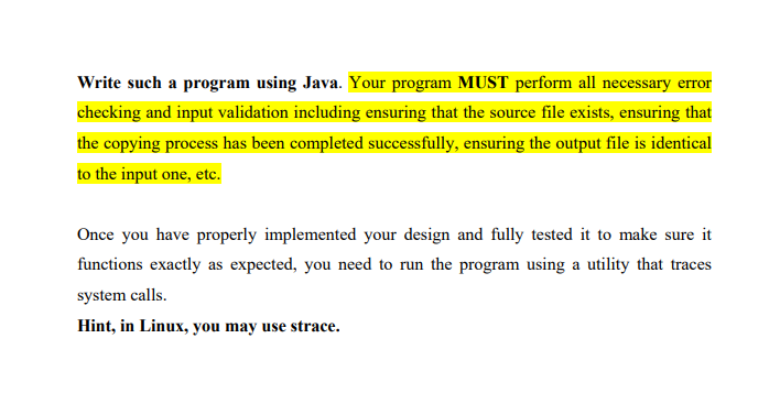 class in which it copies the contents of a given input file