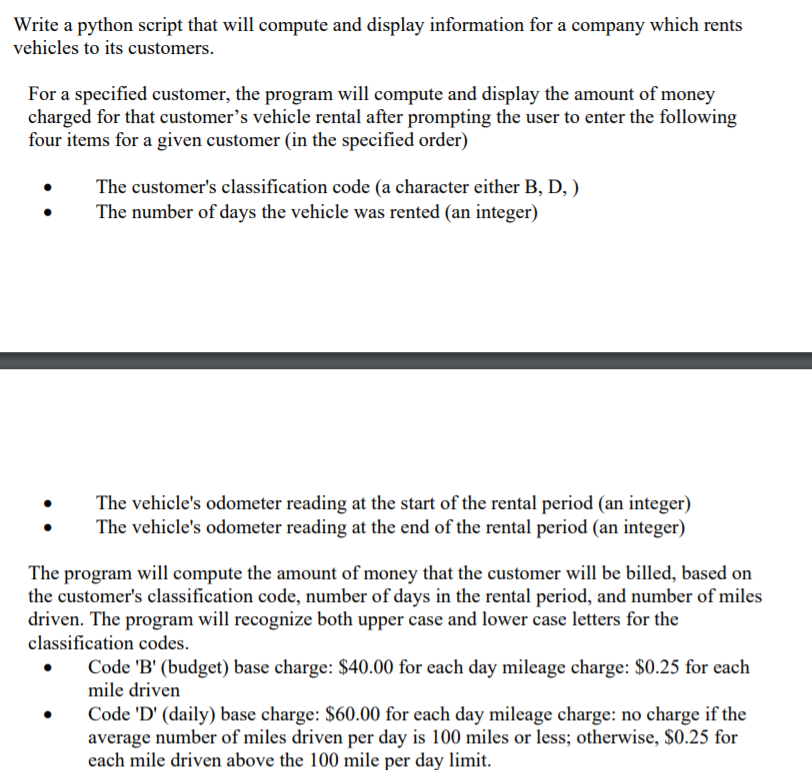  Write a python script that will compute and display information for