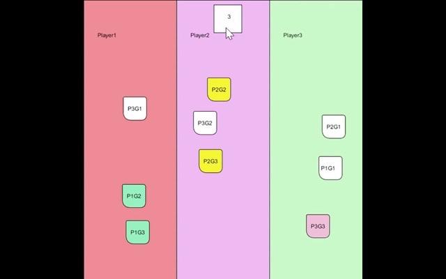 create 2D games which has the following components: 1. Three playing areas-