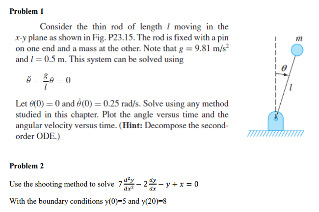 I need help solving this problem in MATLAB. Consider the thin rod