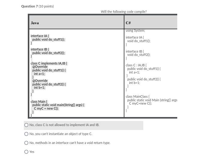 public abstract int do_stuff20): } class B extends Al @Override public int