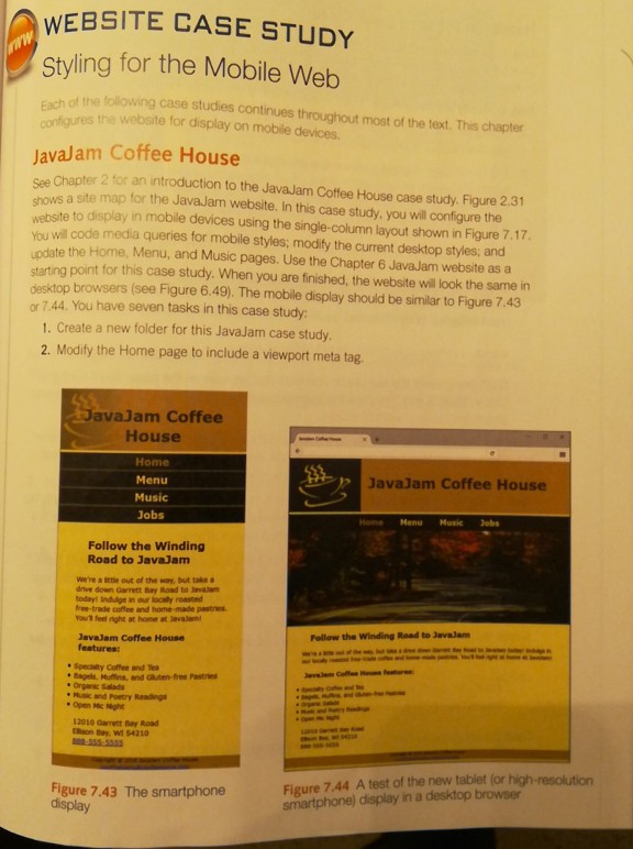 JavaJam WEBSITE CASE STUDY Styling for the Mobile Web cotqures the webaite