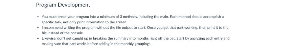 entry analysis will be grouped by month in a summary report that