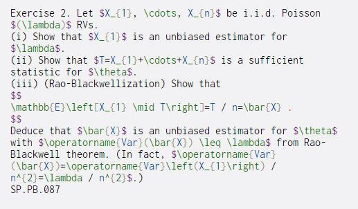  Exercise 2. Let $X_{1}, \cdots, X_{n}$ be i.i.d. Poisson $(\lambda) $