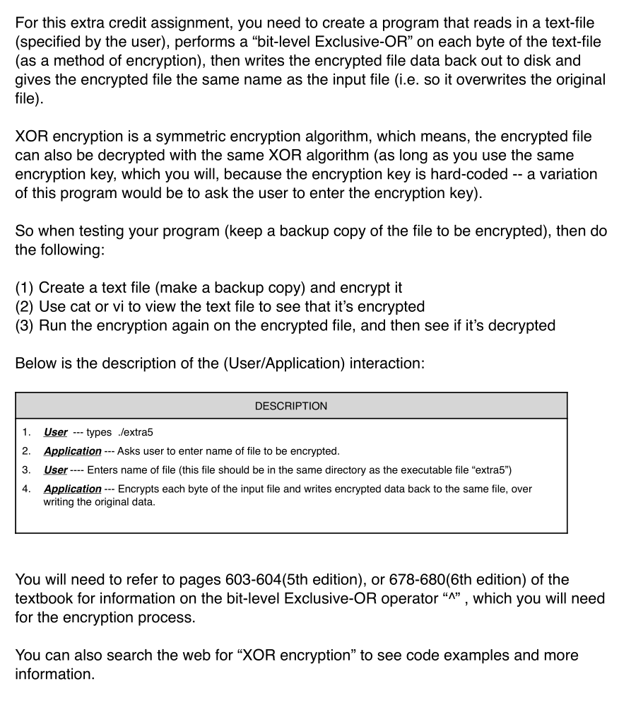  ------- Some example code for an XOR encryption function ------- #include