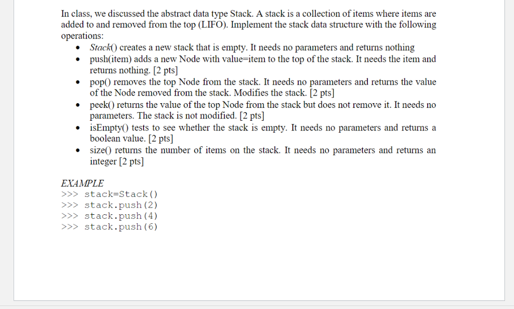 Stack using node-PYTHON Here's the code: class Node: def __init__(self, value): self.value
