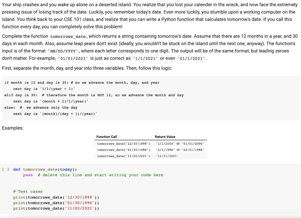 PYTHON PLEASE Your ship crashes and you wake up alone on a