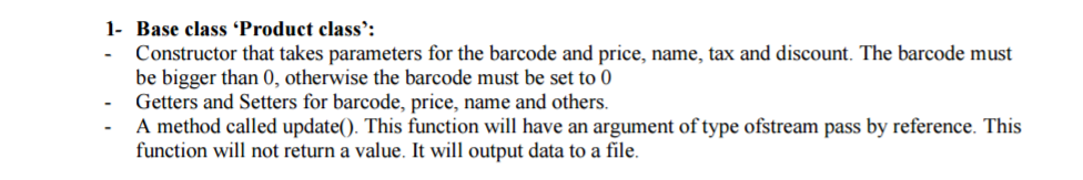 Write the .cpp for these classes. Sample of "Output.txt" 3- Electronics class: