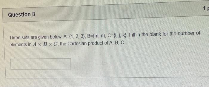 blank for the number of elements in ABC, the Cartesian product of