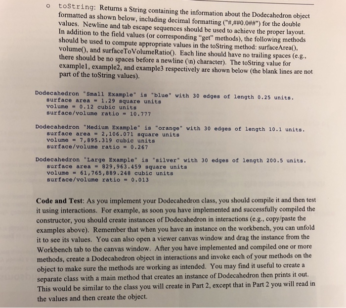 and (2) the other, Dodec main method that reads in data, creates