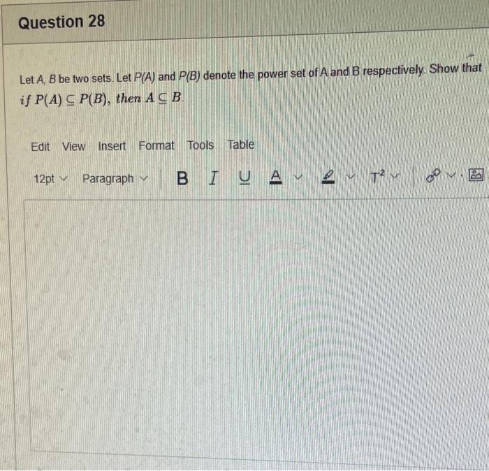 b. {2,4,5,6,7,8,9,10} Let A,B, and C be sets. Show that (ABC)(AB) Let