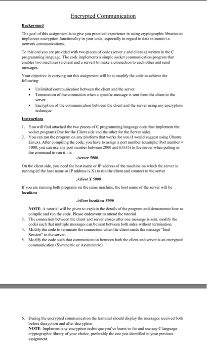  Cline.c program Server.c program The goal of this assignment is to