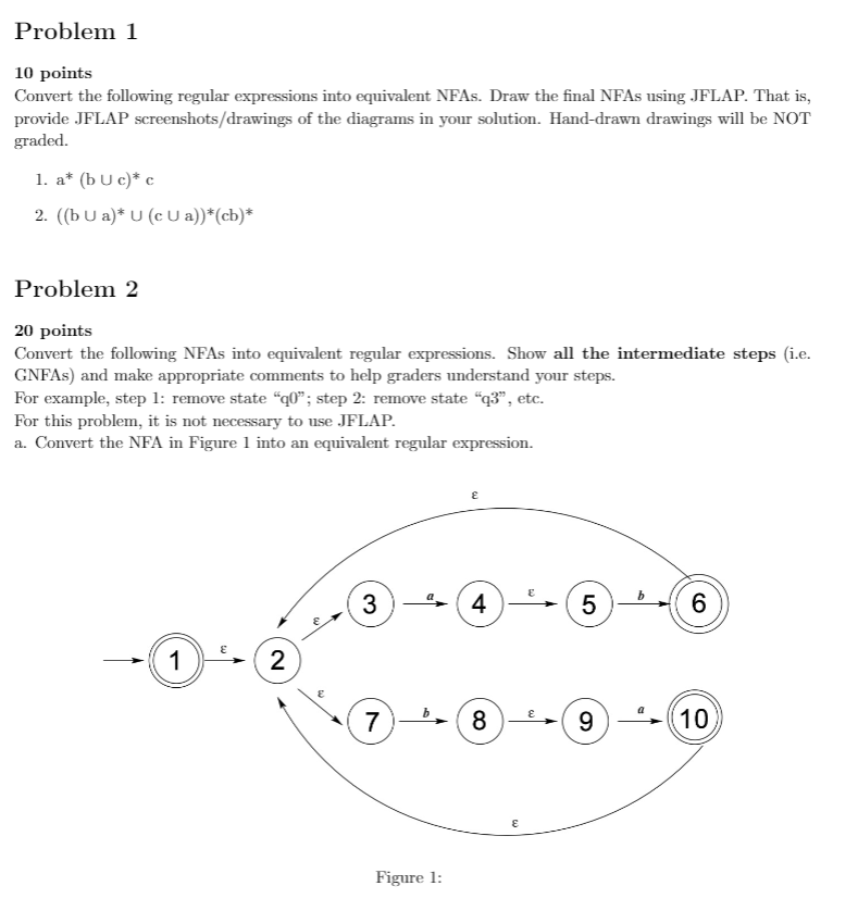  Problem 1 10 points Convert the following regular expressions into equivalent