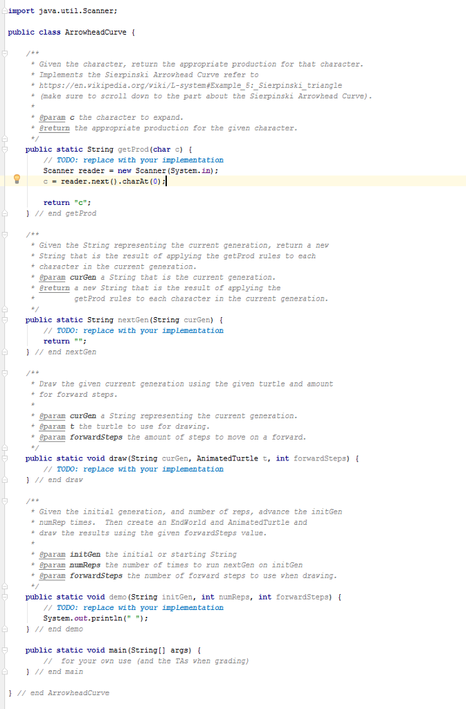 Need help with a java Program ArrowheadCurve. Begginner programmer here, thanks in