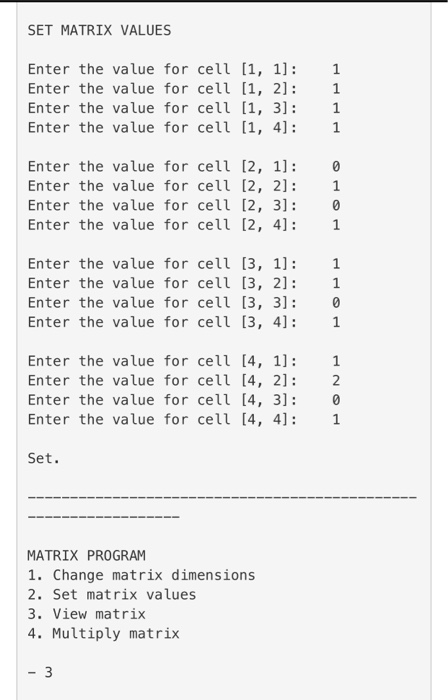 column shows the "to location. Using this matrix, we can figure out