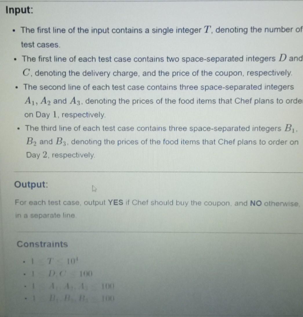 from a food delivery app. He wishes to order once today, and