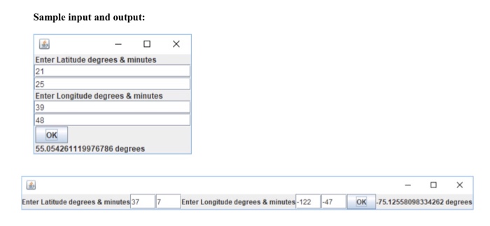 User Interface (GUI) that will display the direction from Greensboro to atan2(