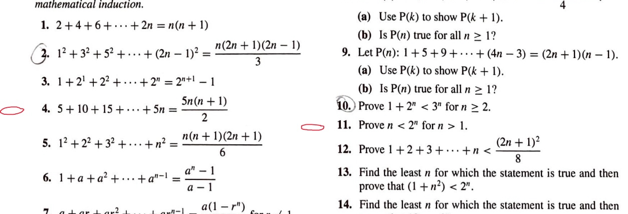  mathematical induction. (a) Use P(k) to show P(k+1). 2+4+6+cdots+2n=n(n+1) (b) Is