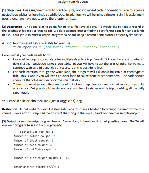 PYTHON Assignment 4: Loops [1] Objectives: This assignment aims to practice using