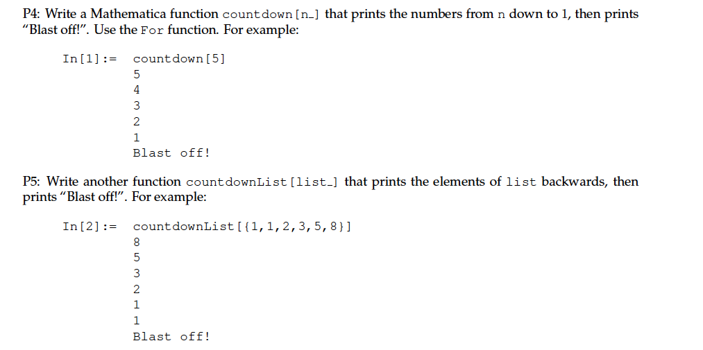  Write a Mathematica function countdown [n_-] that prints the numbers from