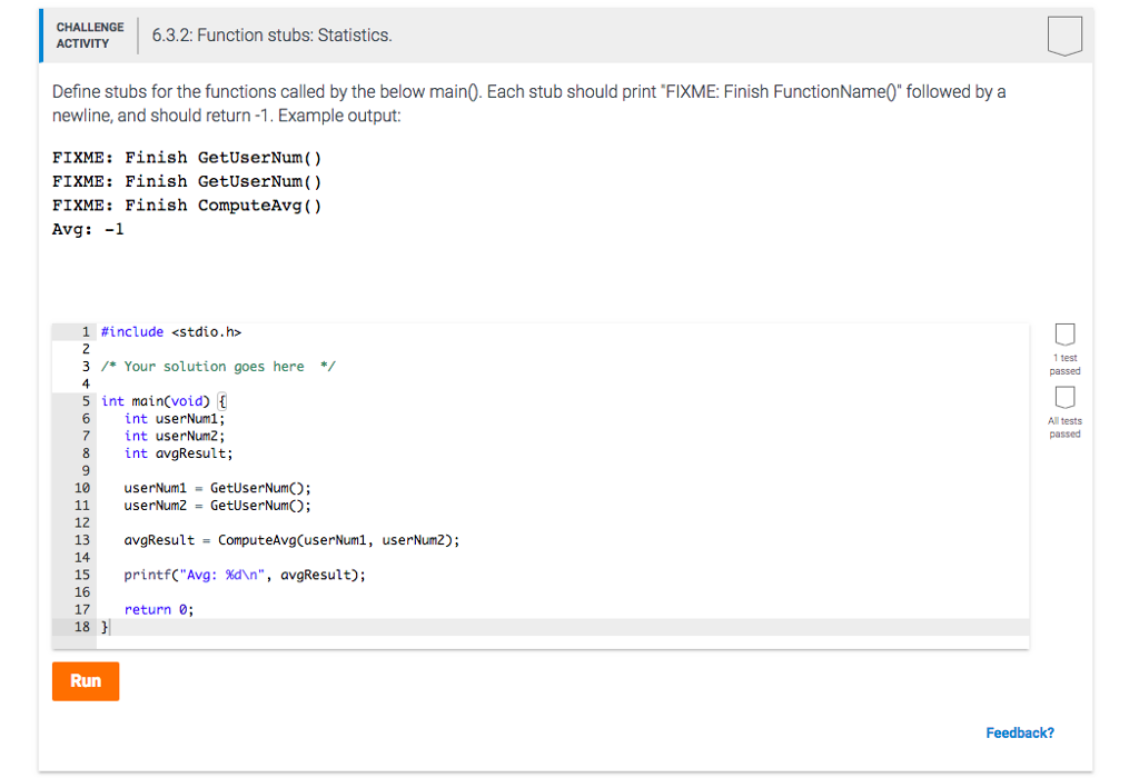This is a C program. HIEE3.2: Function stubs: Statistics Define stubs for