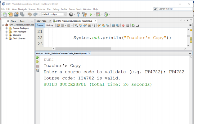 of a course code (like IT4782) and report back if the course