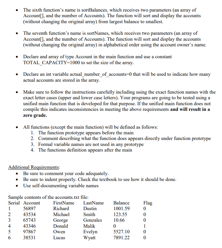 a private bank. General Requirements Write a program that reads (each time
